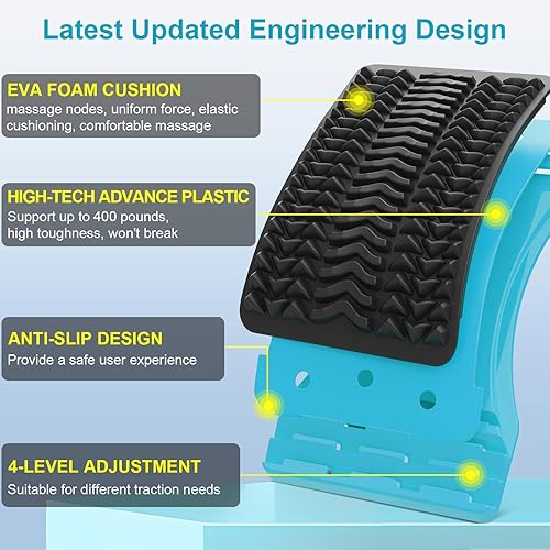 Miniatura 17 de Estirador de espalda para aliviar el dolor de espalda baja, tablero ajustable de 3 niveles para la espalda lumbar, dispositivo de agrietamiento
