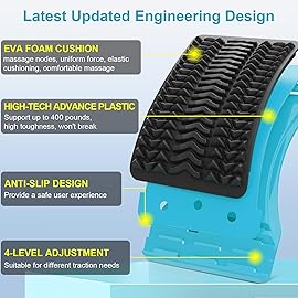 MINOLL Back Stretcher for Lower Back Pain Relief, 4 Level Adjustable Arch Lumbar Back Cracker Board, Back Cracking Device, Back Massager for Scoliosis, Spine Decompression Support - Dark Blue