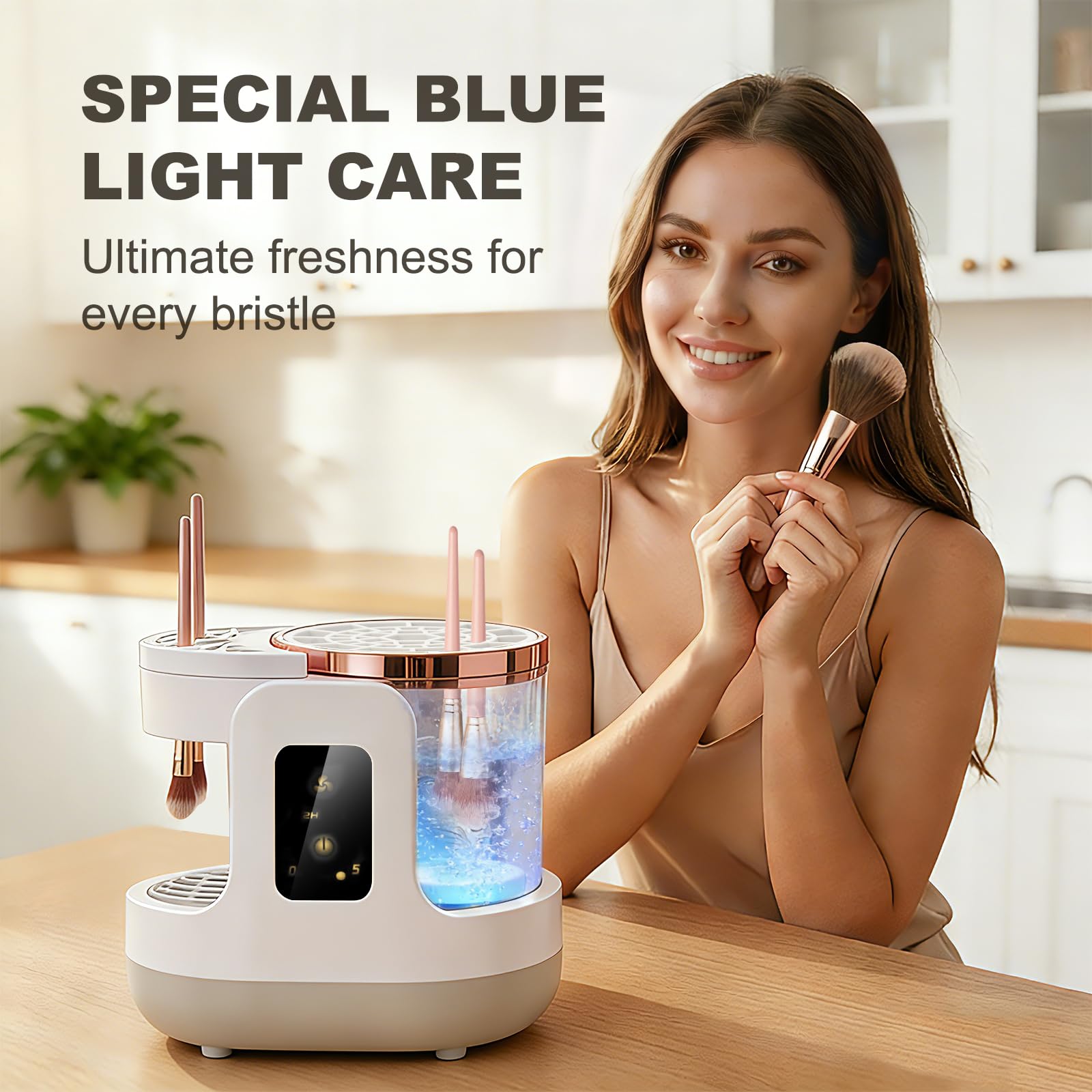 2026 Aggiornato 3 in 1 Spazzola Elettrico Trucco Pulitore e Asciugatrice, Macchina Automatica per Pulizia Profonda Spazzola per Tutte le Dimensioni, Alimentato USB Portatile Spazzola Cosmetica