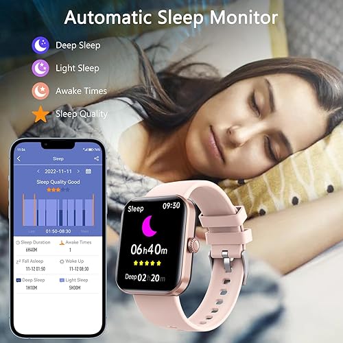Miniatura 5 de VENCEZA Reloj inteligente rastreador de actividad física con frecuencia cardíaca, monitor de oxígeno en sangre, monitor de sueño, IP68, impermeable,