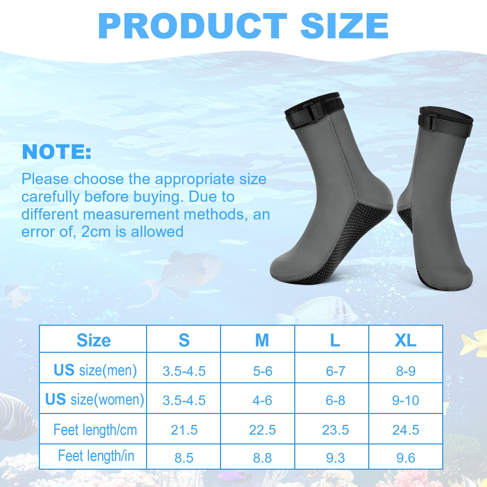 flintronic Calzini da Immersione, Calzini Neoprene, Calze in Neoprene da 3 mm, Calze Nuoto Antiscivolo, Calze Subacquea per Subacquee, Snorkeling, Surf, Vela, Immersioni, Kayak