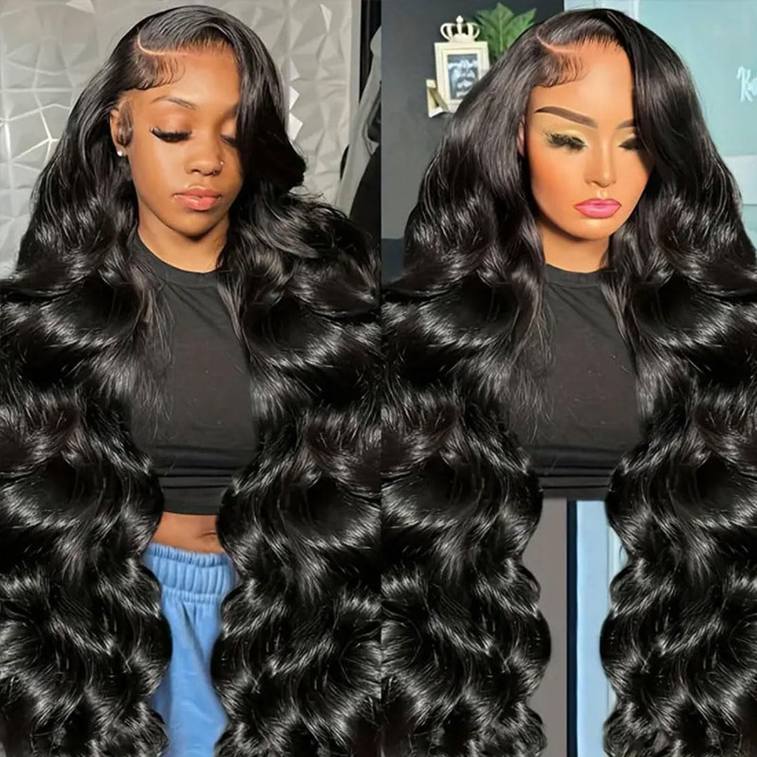 Body Wave Lace Front Wigs Human Hair 200% Density Glueless HD Transparent 13×4 Lace Frontal Wigs Human Hair Brazilian Virgin Wig for Women Pre Plucked Bleached Knots with Baby Hair(26 Inch)