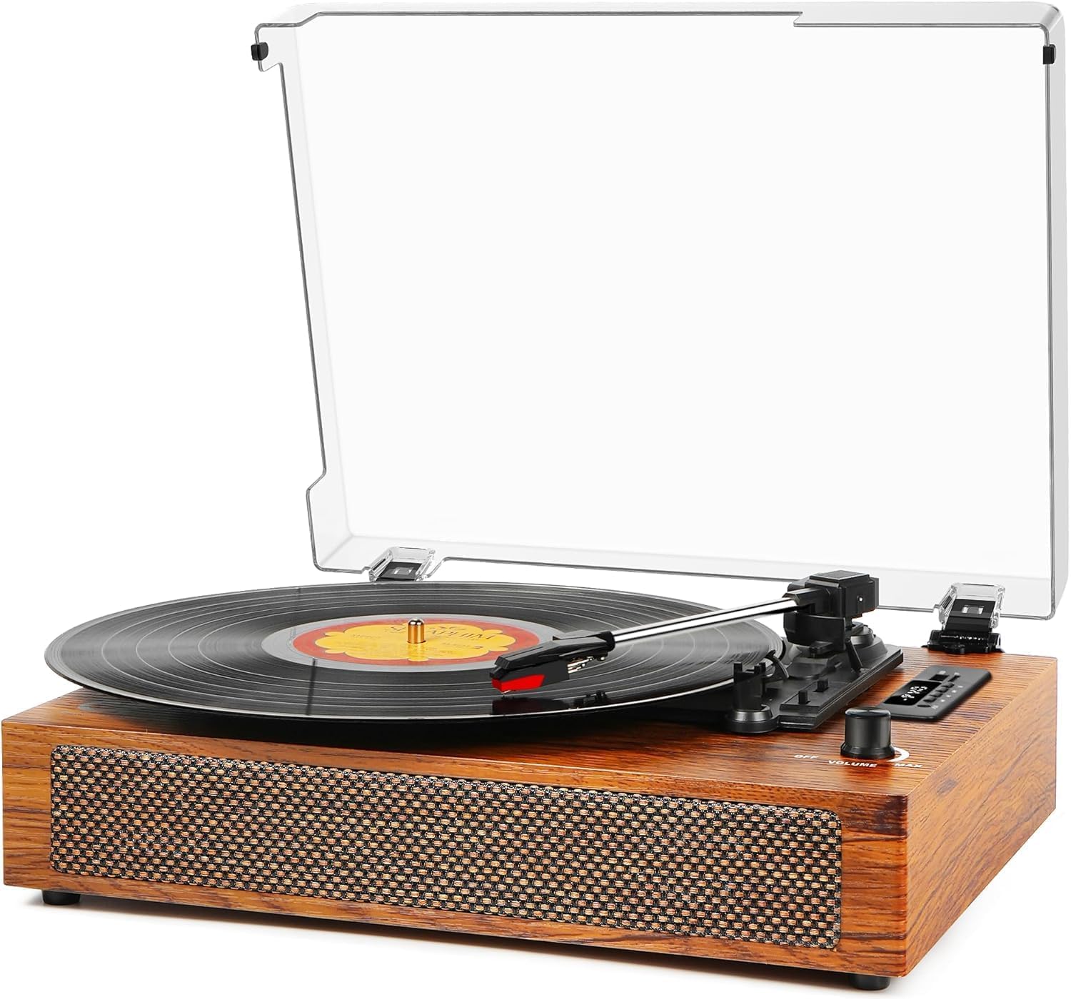 Vinyl Record Player with Built-in Bluetooth, USB Recording, Stereo Speakers, Belt-Driven Vintage Record Player 3 Speeds & 3 Sizes, Portable, AUX Input LP Player - Image 8