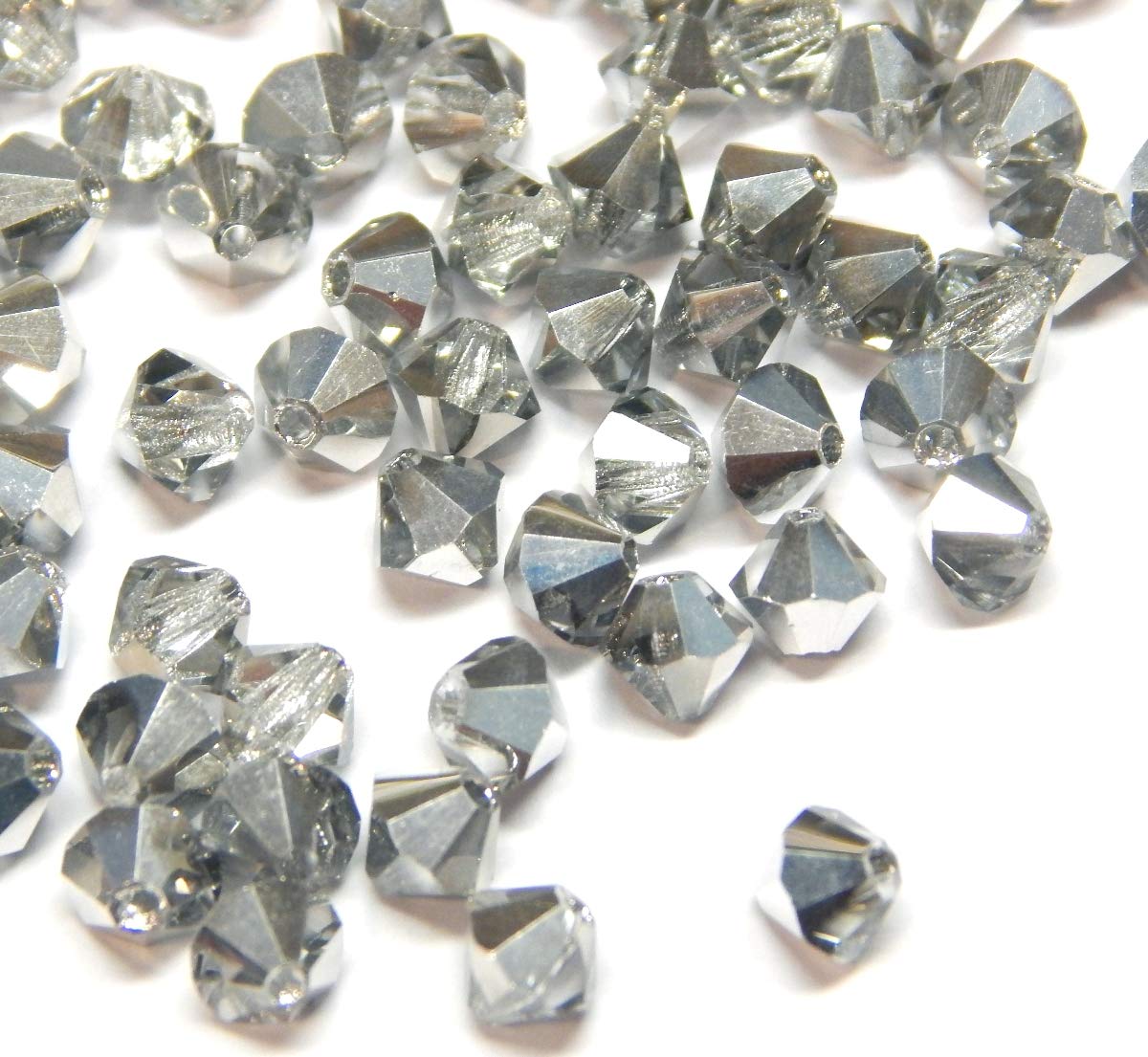 Perlin Czech Preciosa CZ Crystal Bicone Beads, 4 mm, Pack of 40, Crystal Labrador, 4x4 mm