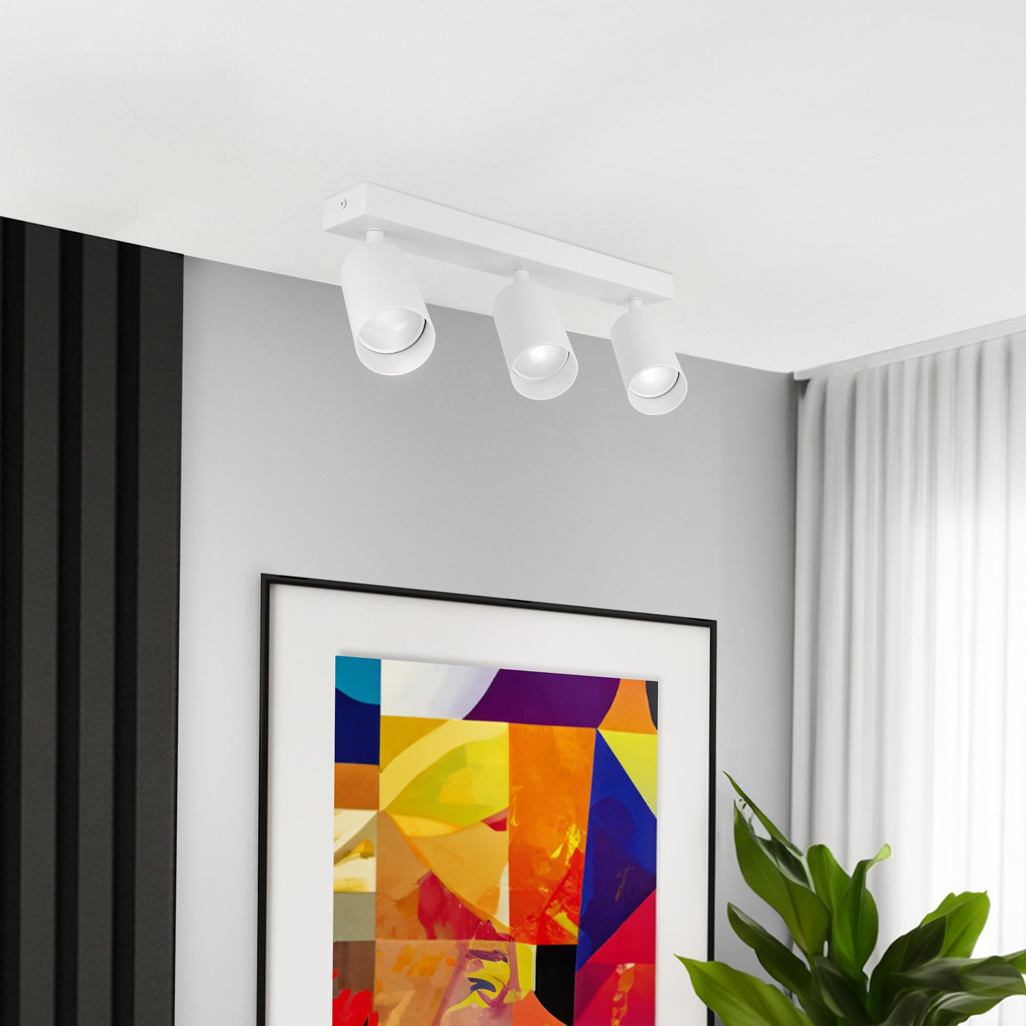 EDO Deckenstrahler GU10 MALGA, 3 Flammig, Deckenlampe Weiß, Drehbar Spotbalken, Deckenleuchte Schwenkbar, Wandlampe Innen, Wandstrahler, Spot, Downlight, Lampe für Schlafzimmer, Küche, Wohnzimmer