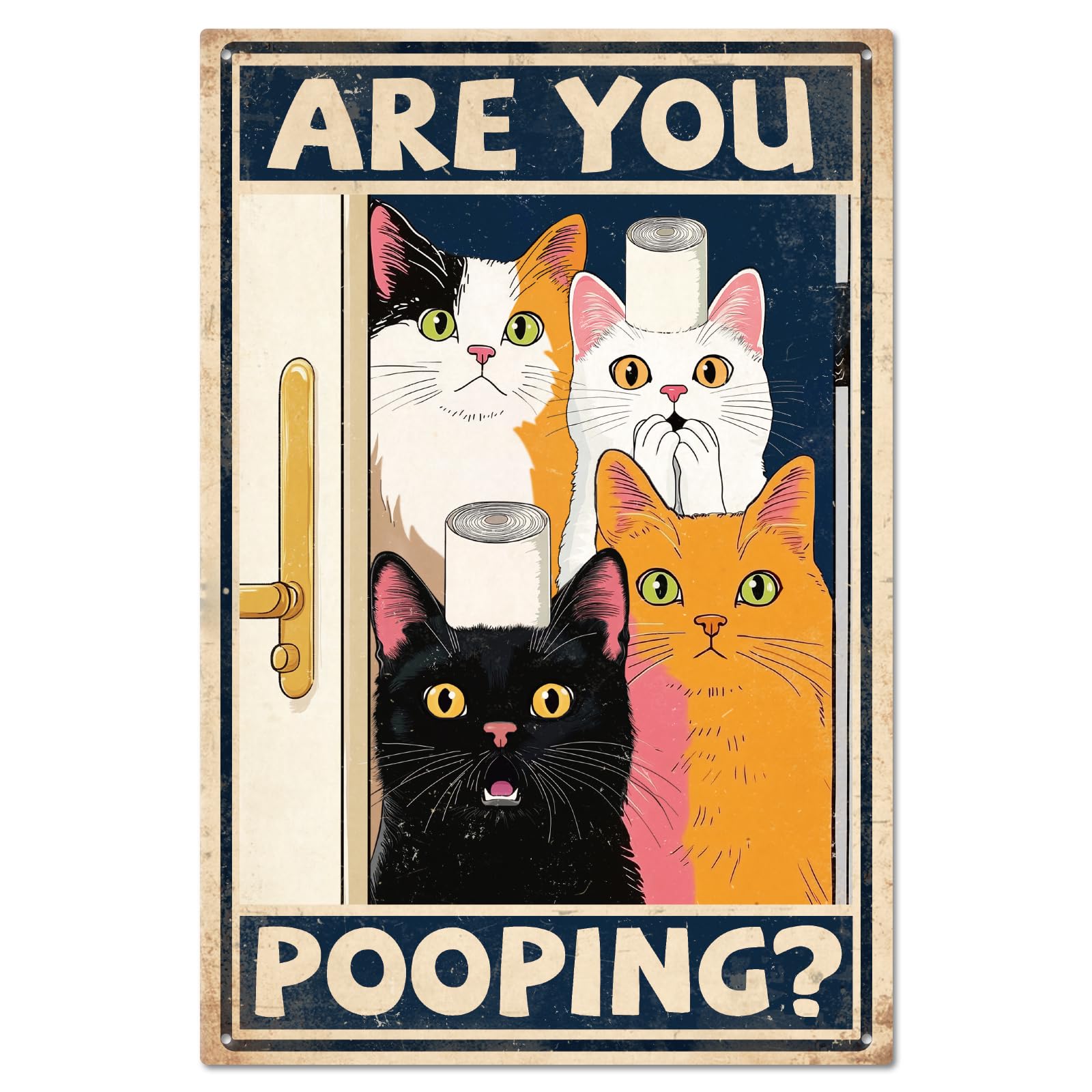 Are You Pooping Cartoon Kitten Cats Vintage Metal Tin Signs For Home Office Kitchen Bar Cafe Garden Farm Farmhouse Wall Decor Metal Tin Sign 8X12 Inch