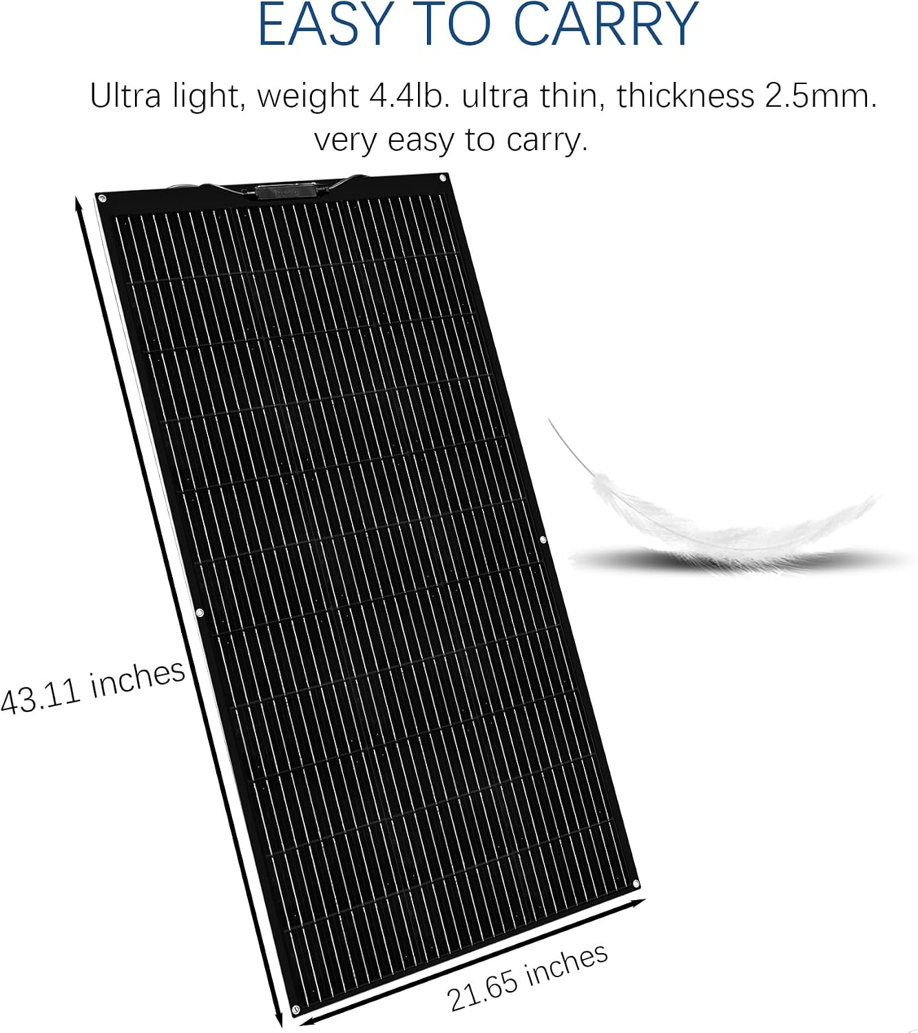 XINPUGUANG Flexible Solar Panel 100W 12V Monocrystalline High efficiency Lightweight for RVs Boat Cabin (100W solar panel- balck)