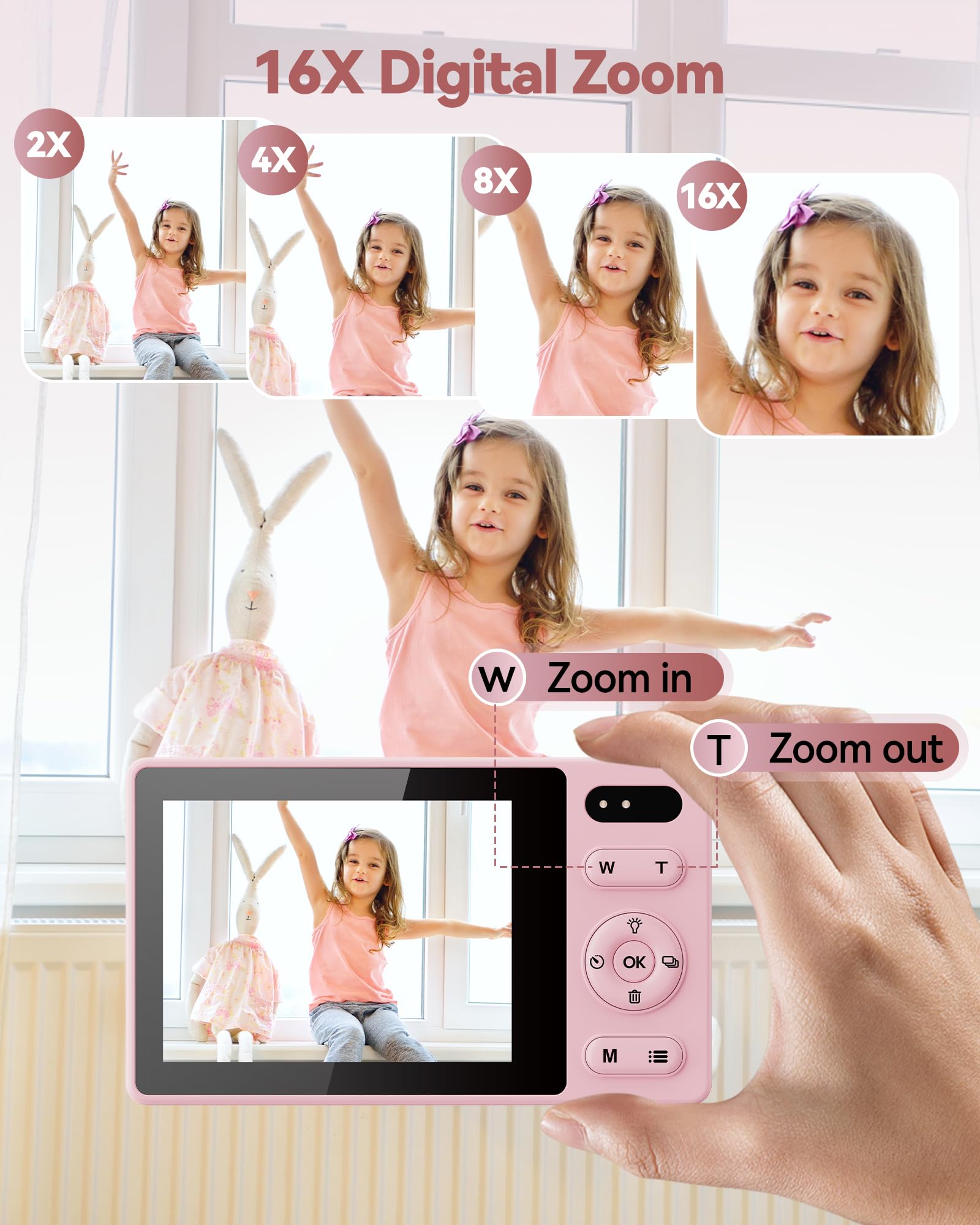 Macchina Fotografica Digitale Fotocamera con Scheda 64GB: 16X Zoom 48MP Videocamera Autofocus 1080P Vlog Camera 2 Batteria Fotocamera Compatta per Adolescenti Adulti