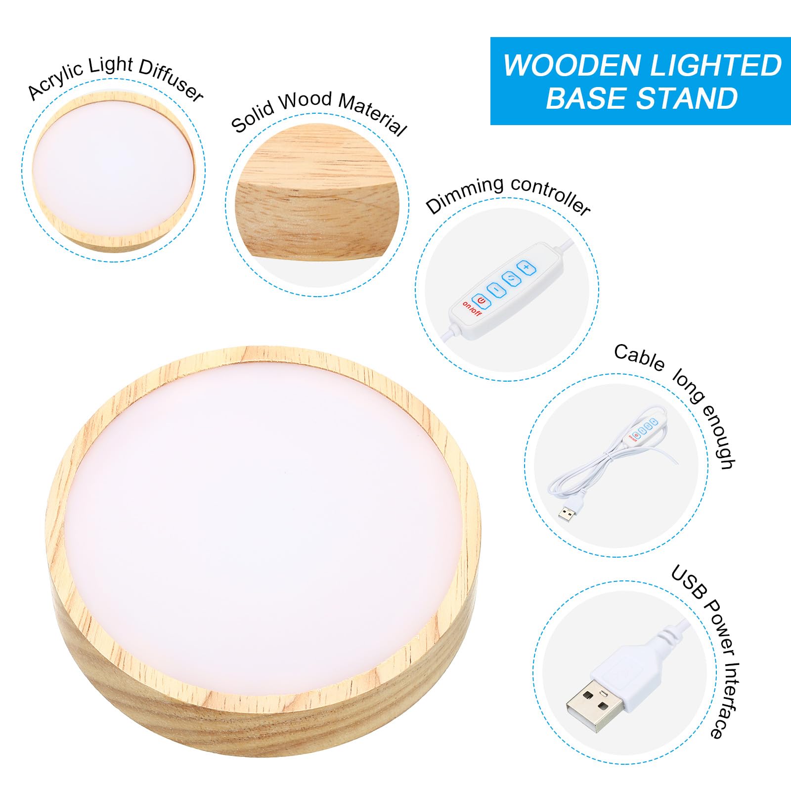 PATIKIL 4 Inch Wooden LED Light Base - Image 3