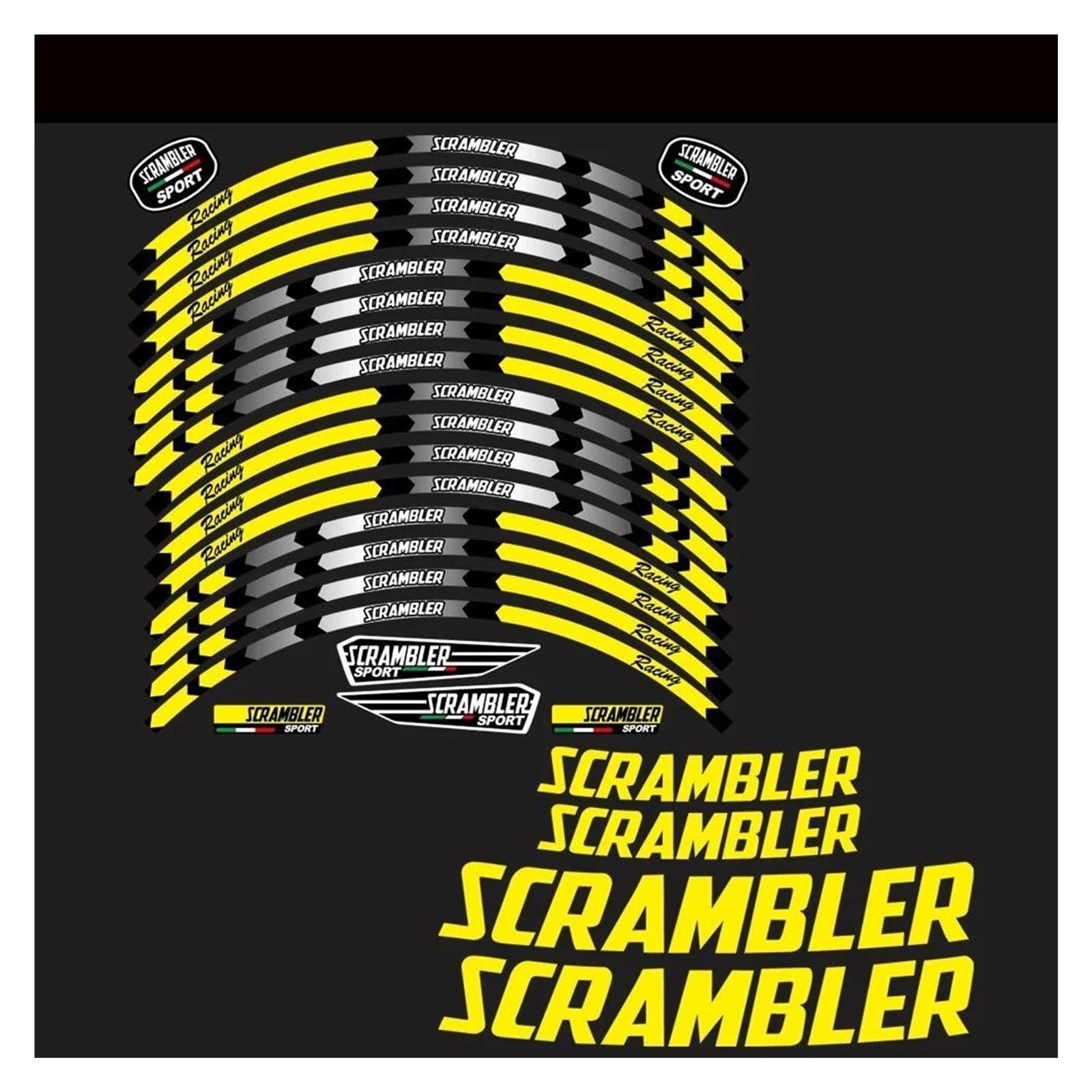 Motorcycle Wheel Stickers Reflective Decals Rims for Ducati for Scrambler 400 800 1100(Style 1)