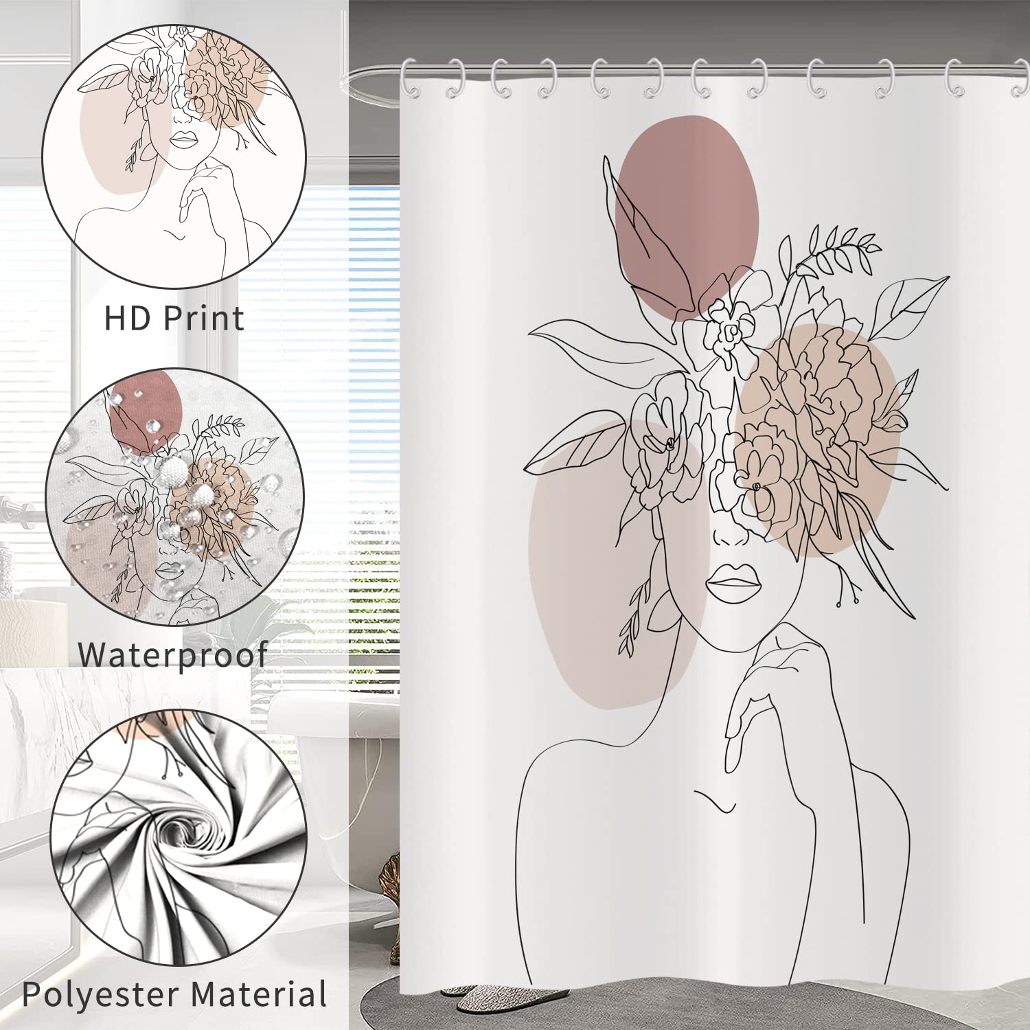Abstract Woman Shower Curtain 180x180 - Image 4