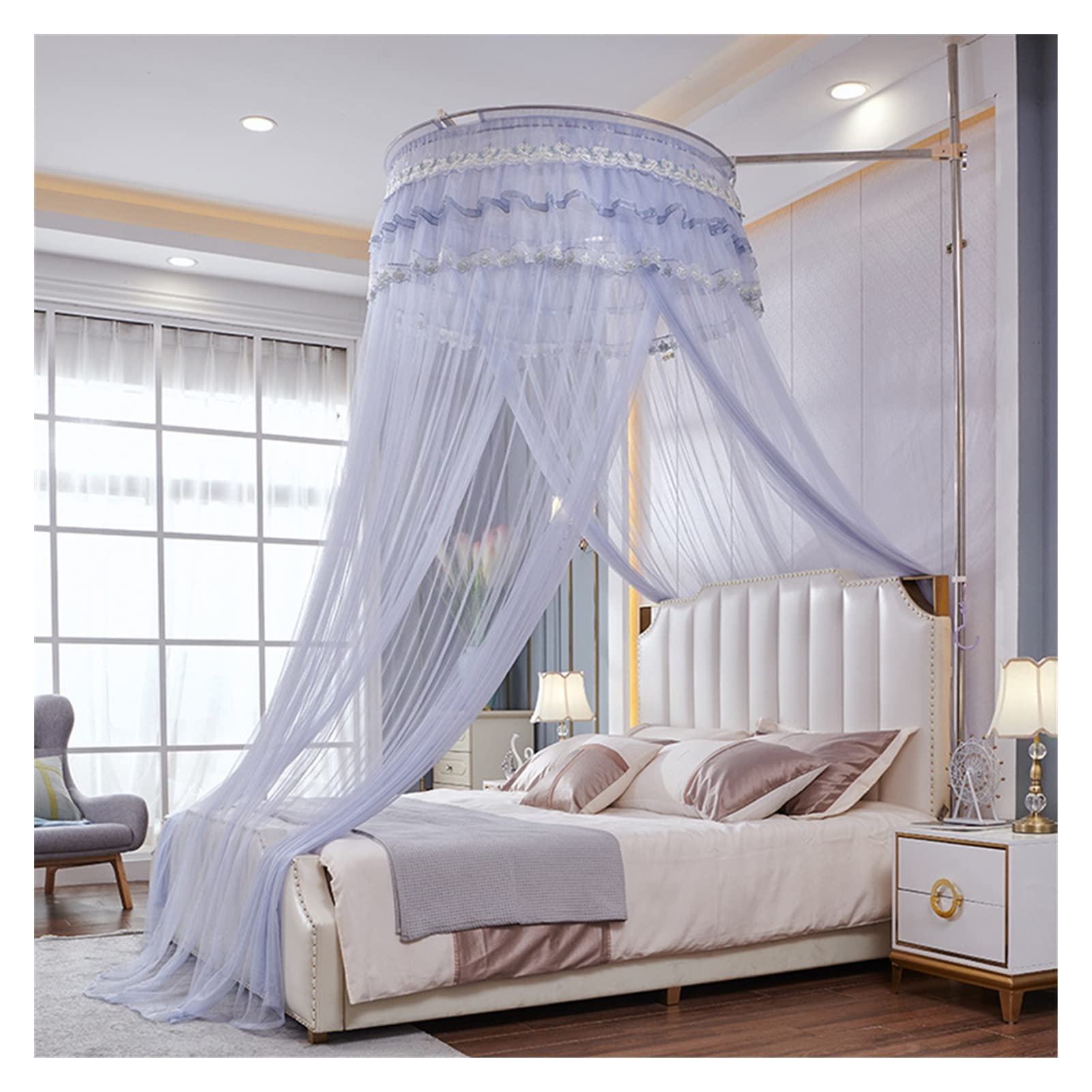 Moustiquaire lit king size suspendu carrée pour stopper les piqûres et bourdonnements la nuit