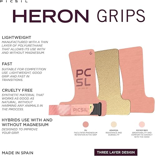 Miniatura 4 de PICSIL - Agarres de garza + pulseras + bolsa de transporte  Protección completa de las manos para crosstraining y gimnasio  Uso sin tiza  Agarre