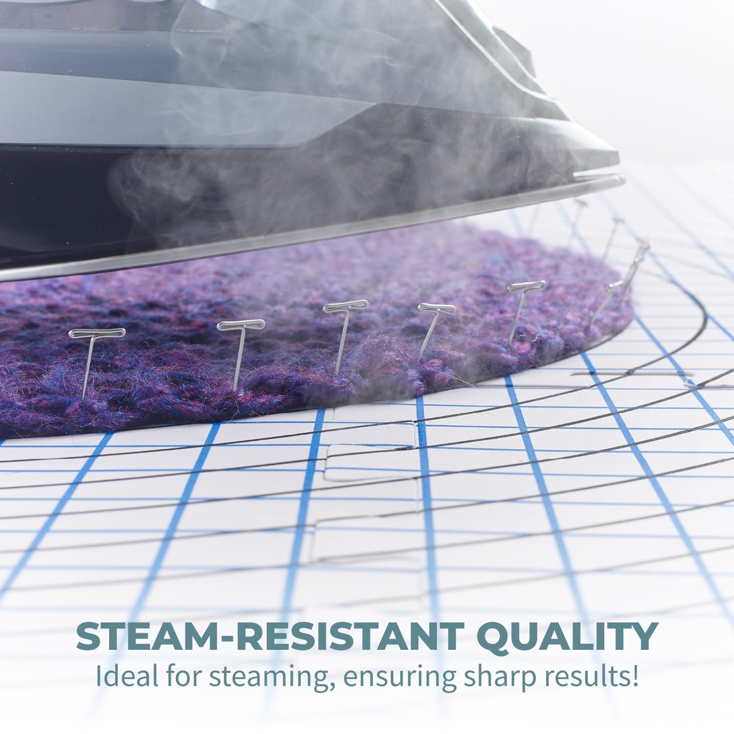 KnitIQ Blocking Mats for Knitting - Extra Thick Blocking Boards with Circular Gridlines for Needlework and Crochet Projects- 100 T-Pins and Storage Bag Included - Standarded Radial Mat Set - Pack of 9