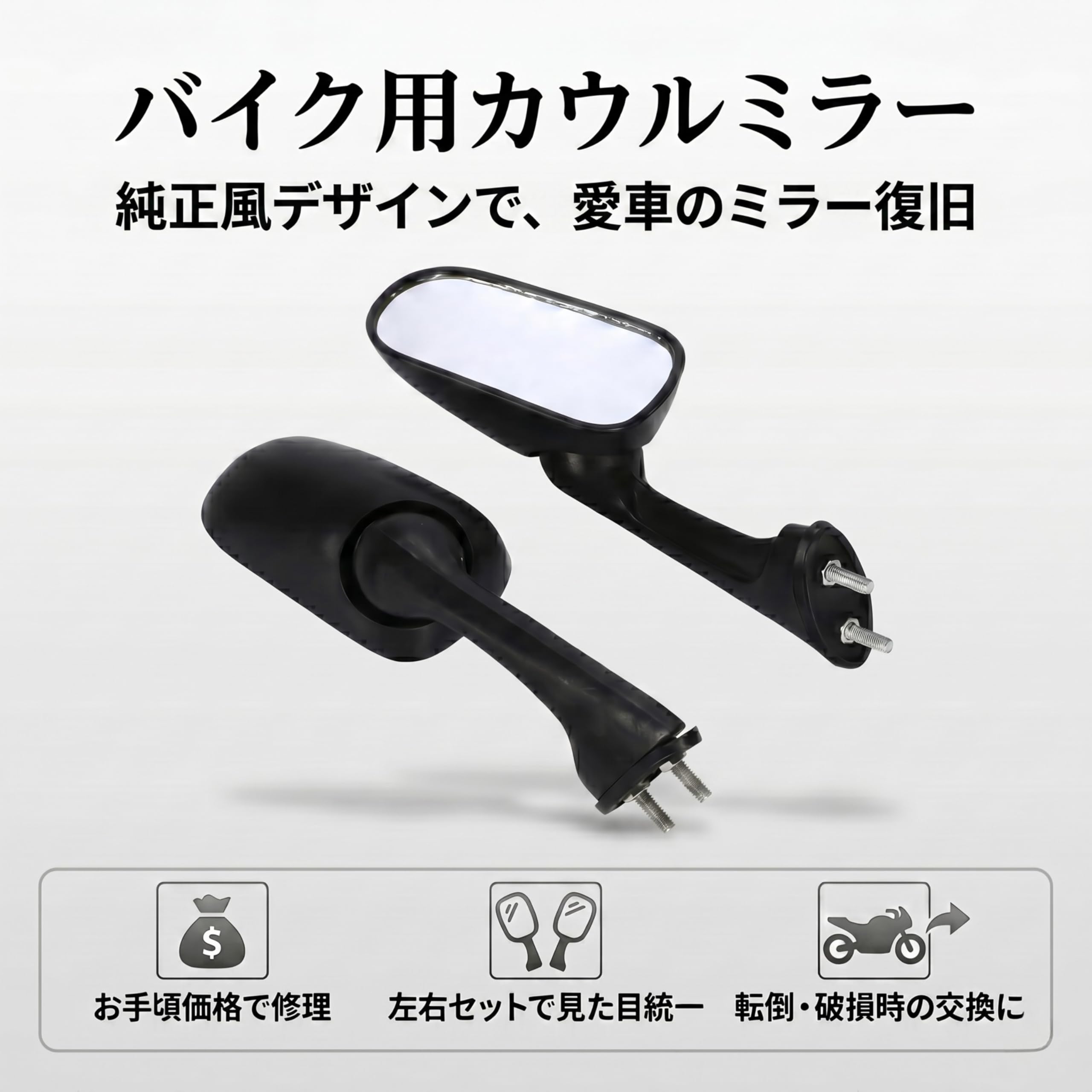 Amazon | nakira バイク用 カウルミラー 汎用 左右セット ブラック