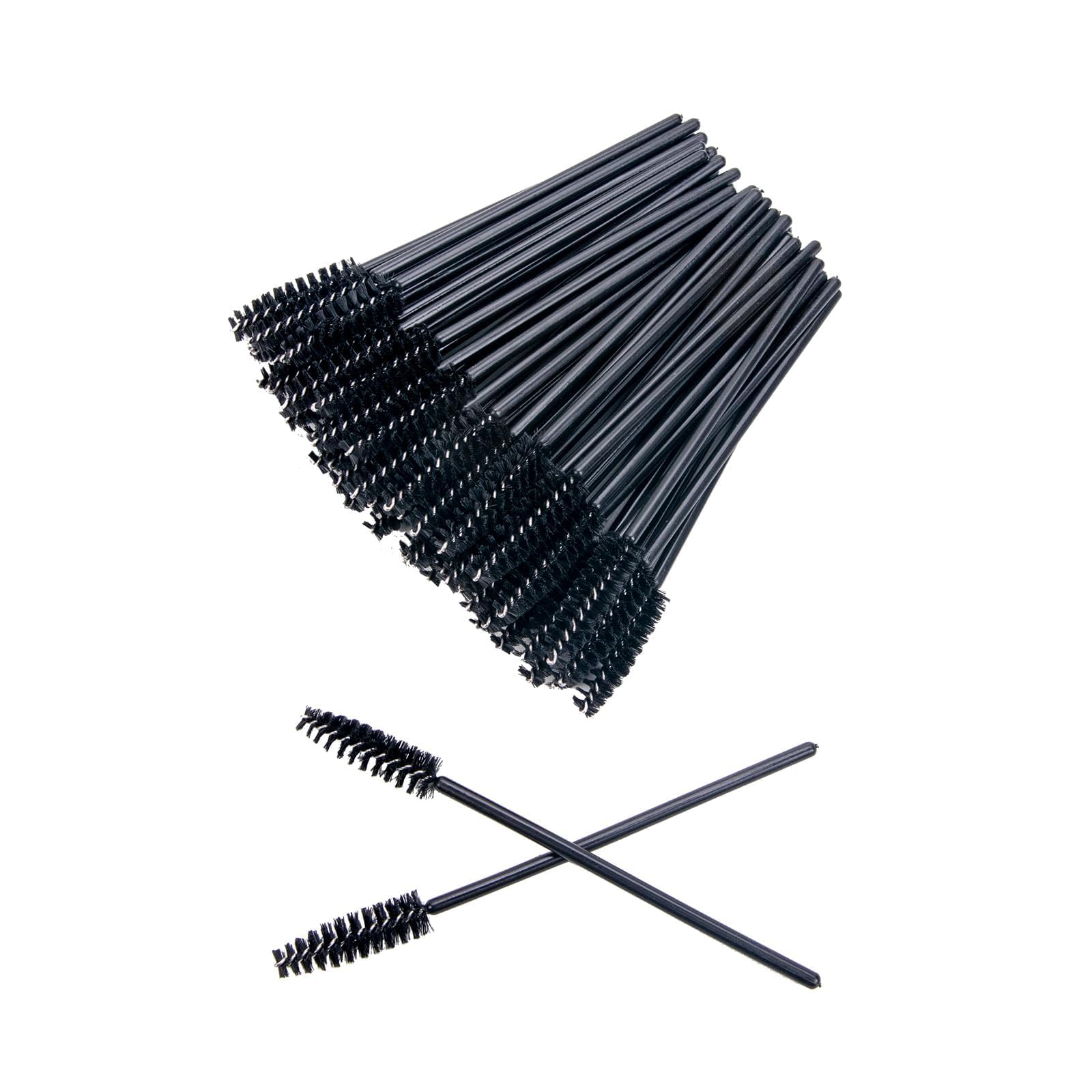100pcs eyelash brushes wands, spoolies mascara brush,eye lash wands applicator, eyebrow brush castor, spoolie extension Mascara black