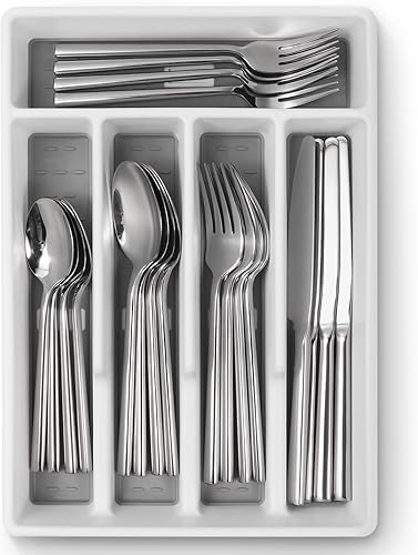 Miniatura 1 de Juego de cubiertos de 20 piezas con organizador, juego de cubiertos de acero inoxidable con bandeja de cubiertos antideslizante, vajilla para 4,