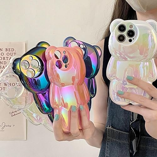 Miniatura 3 de Bonita funda de teléfono compatible con iPhone 13 Pro Max de 6.7 pulgadas, colorida funda holográfica láser de rayos azules, funda de silicona suave