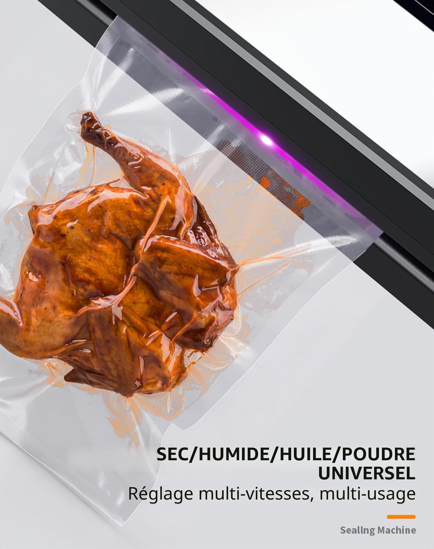 Machine Sous Vide Alimentaire 65 kpa Avec Joint Plus Long de 30mm Sceller Plusieurs Sacs en Même Temps, Machine Sous Vide Pour Aliments Frais Secs et Humides, Enveloppes Pour Aspirateur Incluses