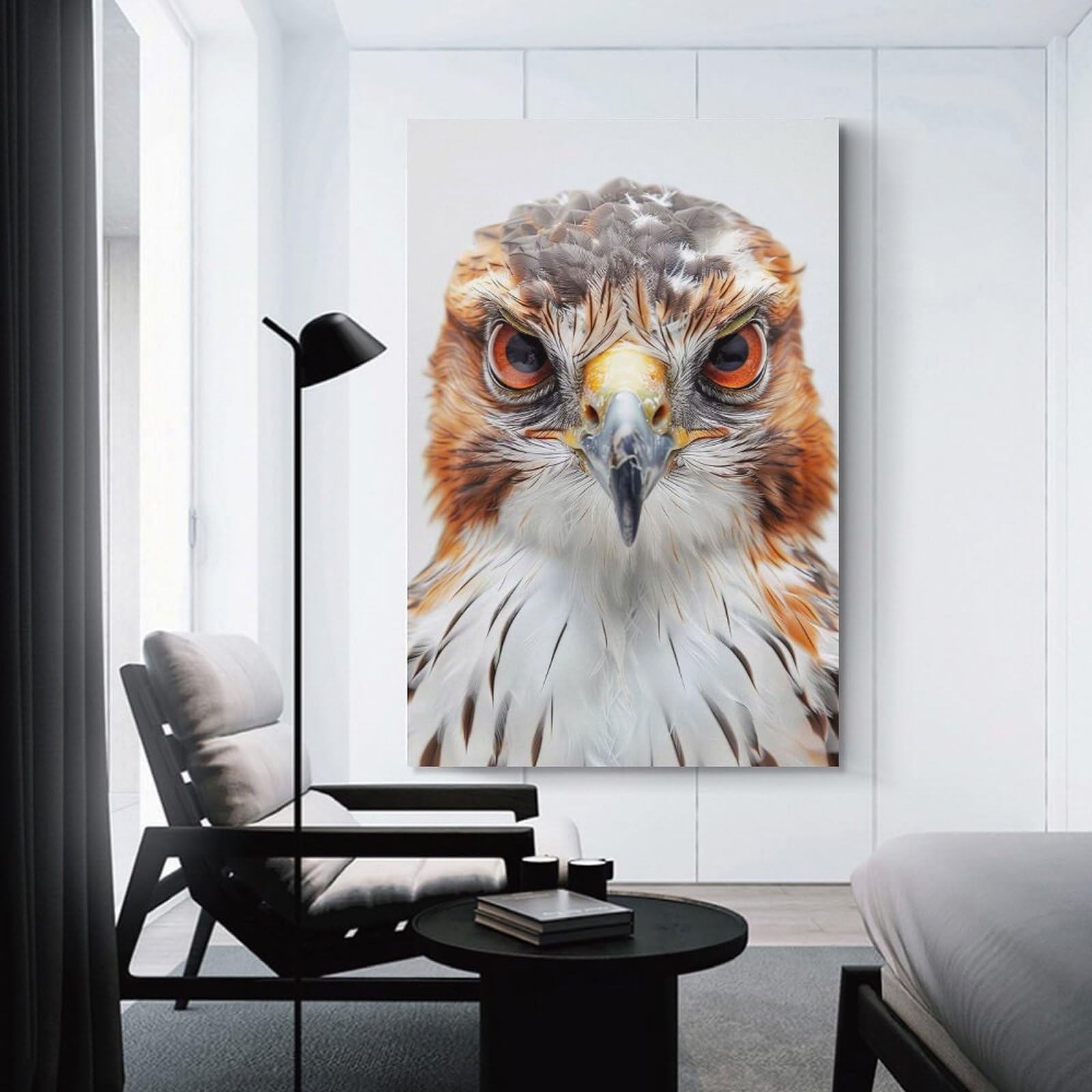 Junmoney Hawk Face Canvas Art Print, 12x18inch(30x45cm), for Bedrooms, Workspaces And Everyday Interiors, A Flexible Wall Accent for Shared Spaces