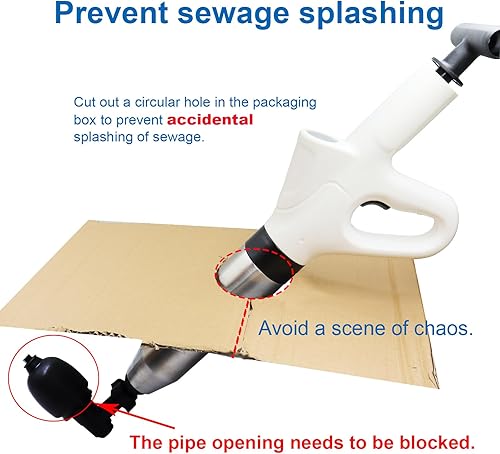 Miniatura 3 de SOSFKIM Pistola de émbolo, émbolo de inodoro, potente pistola de drenaje de aire de alta presión con barómetro en tiempo real, removedor de