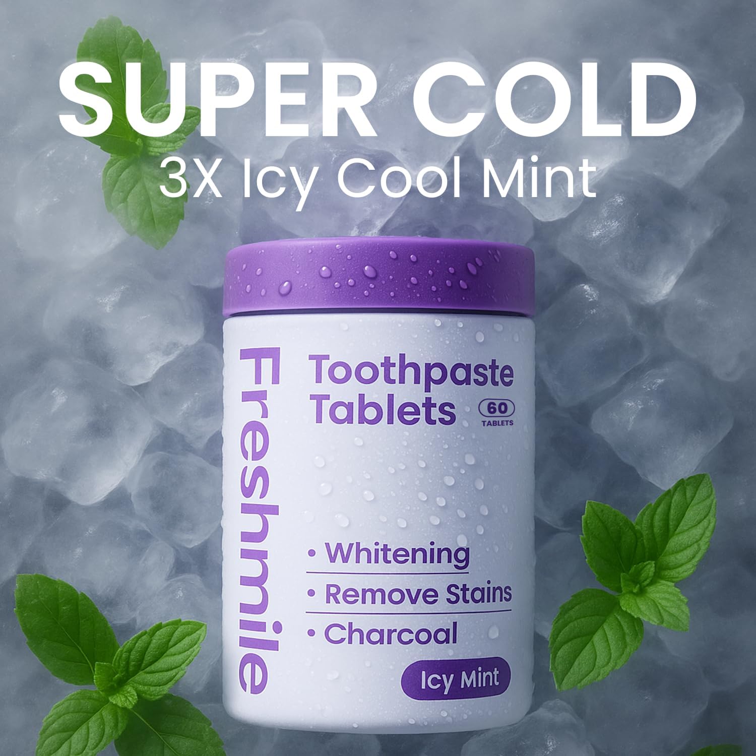 Whitening Toothpaste Tablets with NHA, Super Cold, (60 Count) image 3
