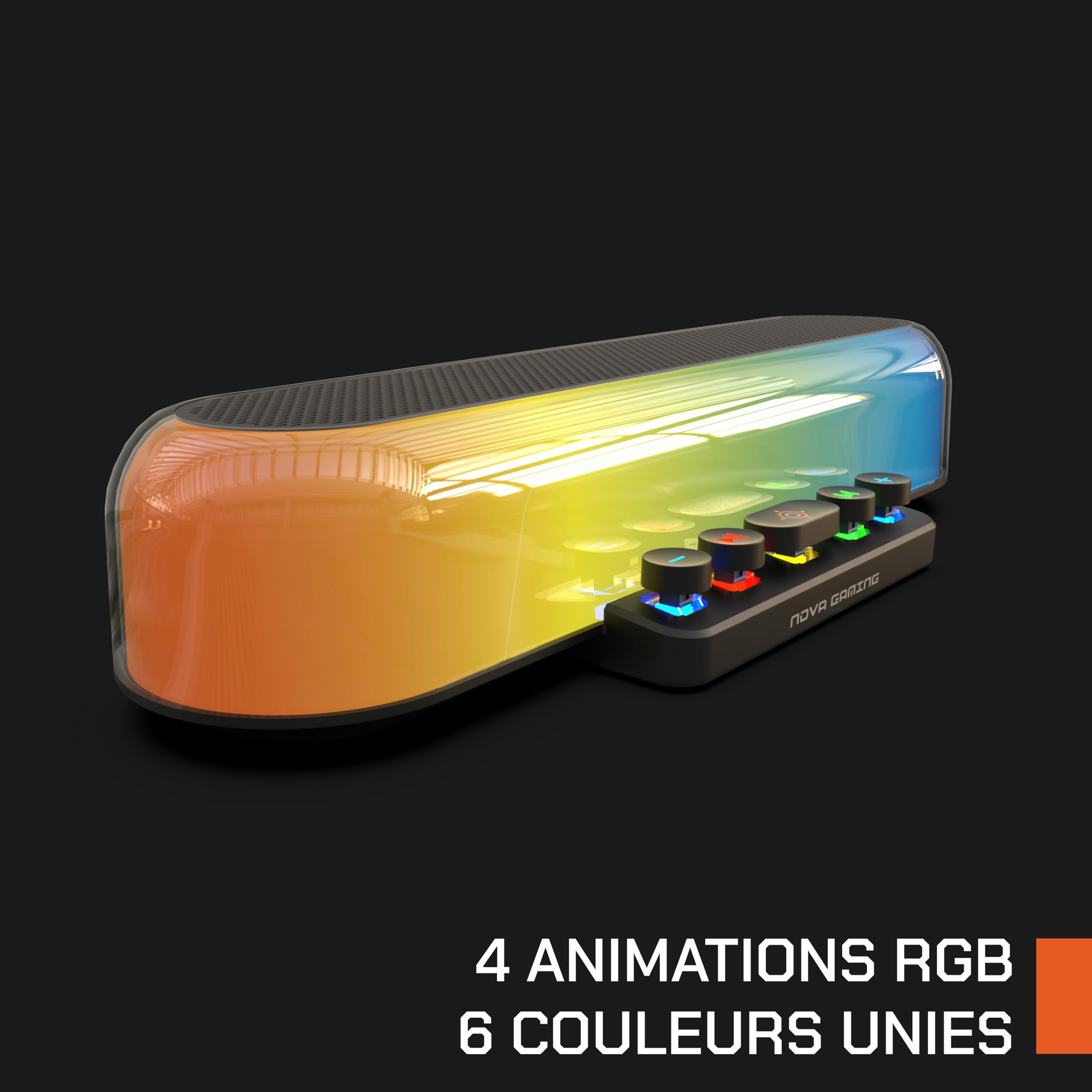 Nova Gaming URSAE - Barra di Suono Gaming RGB Bluetooth 5.3 - Altoparlante PC Stereo 10W, Suono Potente, Design Compatto - Connessione USB/Jack/Micro-SD - PC, Console, Smartphone, Senza Fili