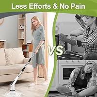 Vista 5 de WKY - Cepillo Eléctrico Giratorio - Cepillo de Ducha Impermeable IPX7 10 en 1 Mejorado, Mango Retráctil y 2 Velocidades para Inodoro, Baño, Bañera