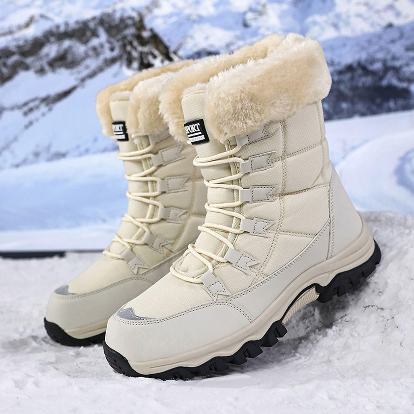 Scarpe Invernali Donna Comode Stivali con Fodera Isolante, Per Esterni, Il Freddo, Termici, Antiscivolo,Stivaletti Caldi Alla Caviglia Condizioni Nevose