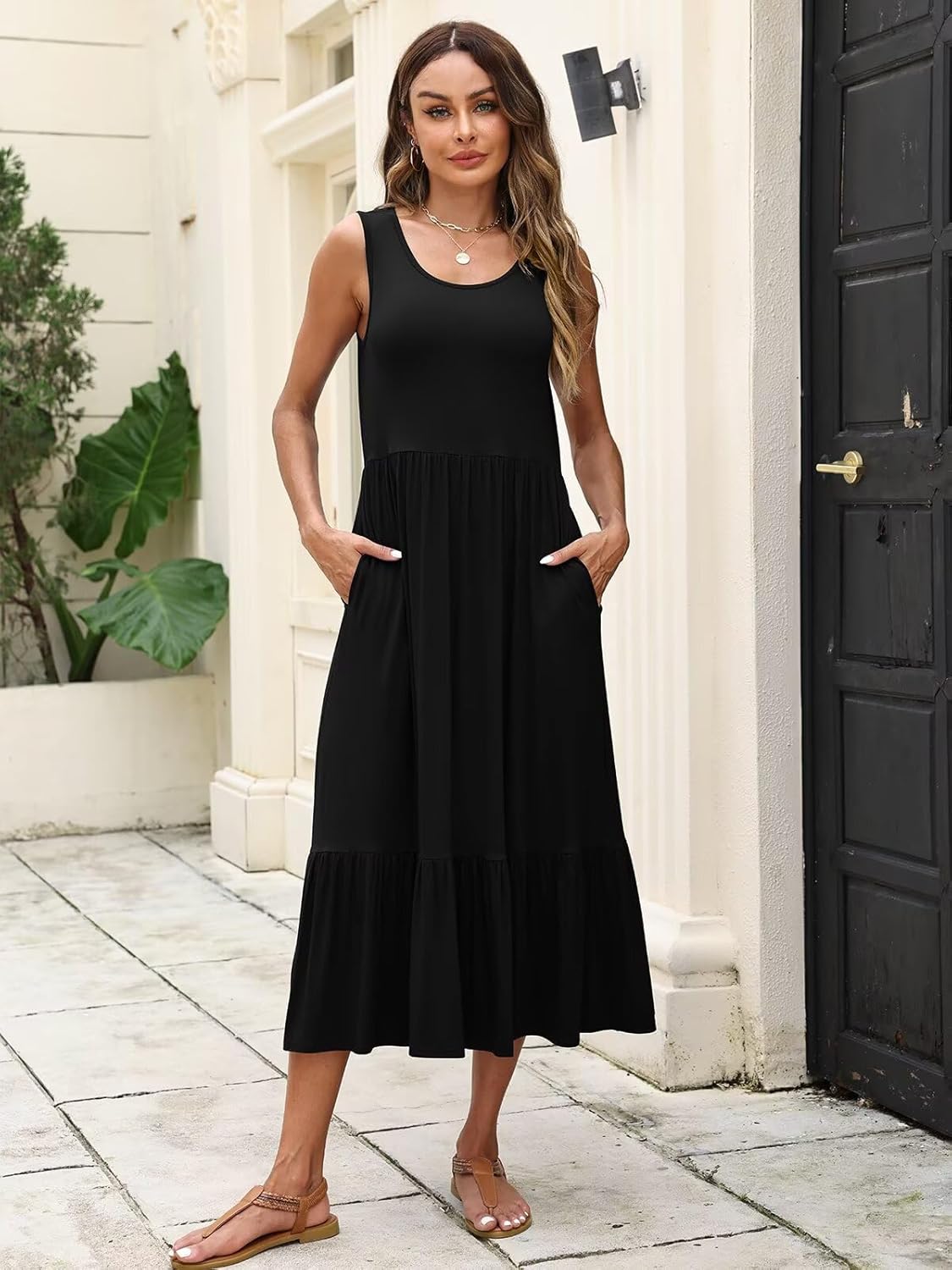 BELAROI Womens Plus Size Maxi Dresses Summer T Shirt Dress Casual Scoop Neck Short Sleeve Long Dress Loose Pockets Split - Image 4