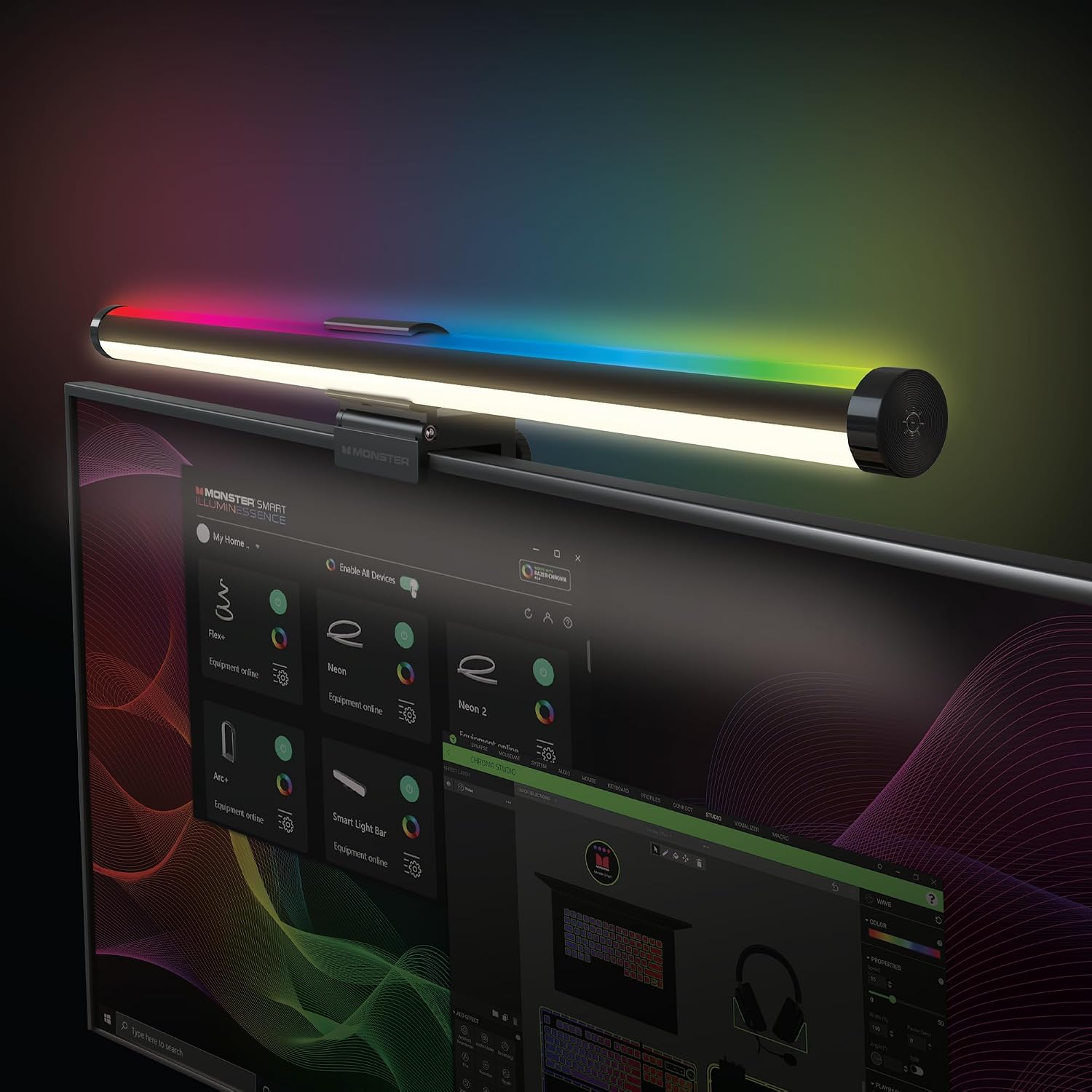 Monster Duo Monitor Light Bar: Reduce Glare, Enhance Comfort, Boost Style, Level Up Your Gaming Atmosphere - 5