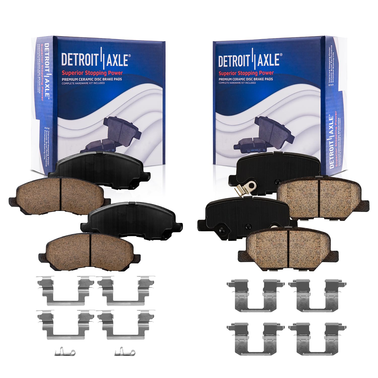 Detroit Axle Front and Rear Ceramic Brake Pads for Mitsubishi Outlander