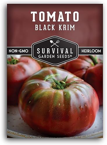 Miniatura 7 de Survival Garden Seeds - Semilla de tomate negro Krim para plantar - 5 paquetes con instrucciones para plantar y cultivar deliciosos tomates frescos