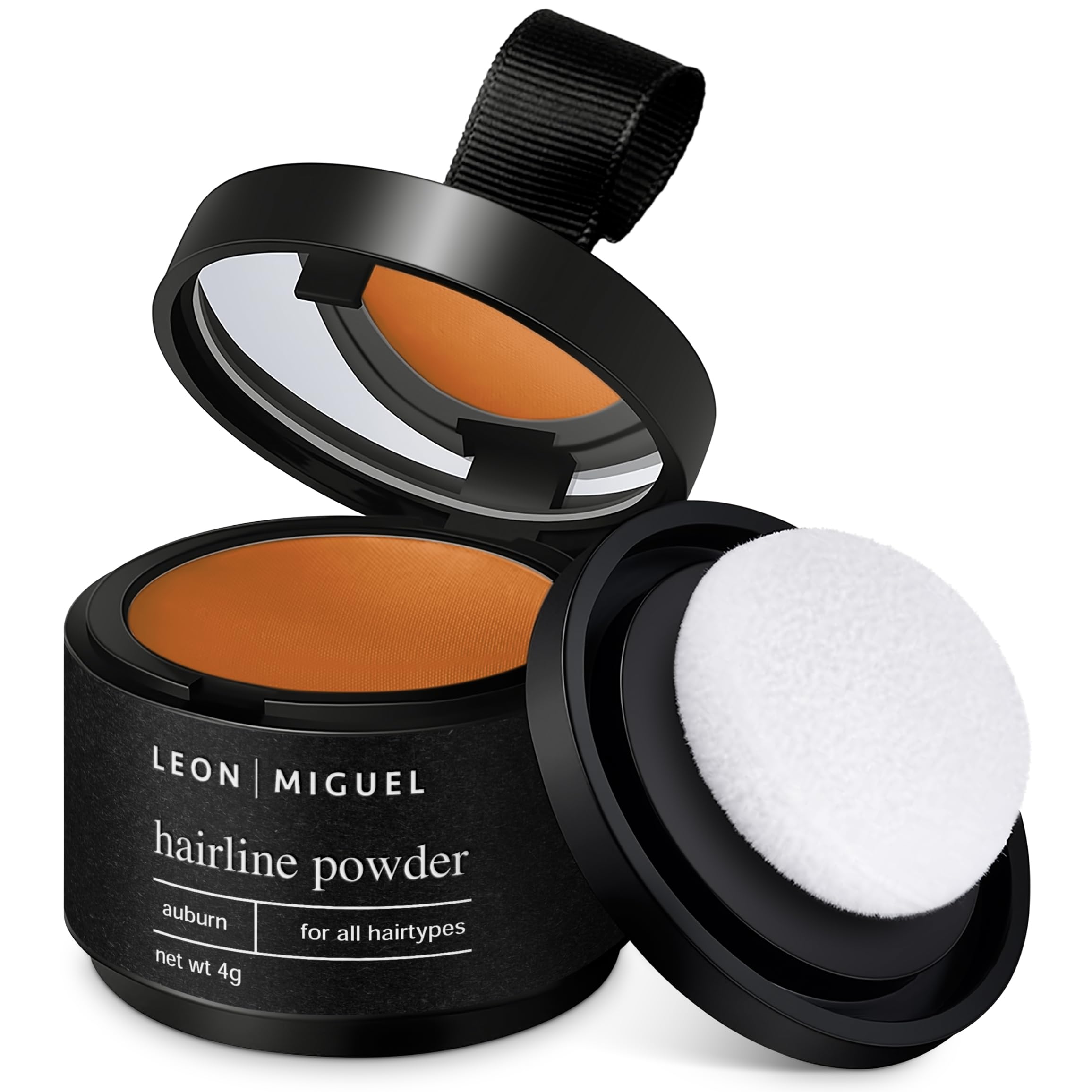 LEON MIGUEL Hairline Powder – Unisex Hair Repair Make Up – Hair Shadow Make Up - Instantly Covers and Conceals Receding Hairlines, Thinning Hair etc. – Waterproof | 4g (Auburn)