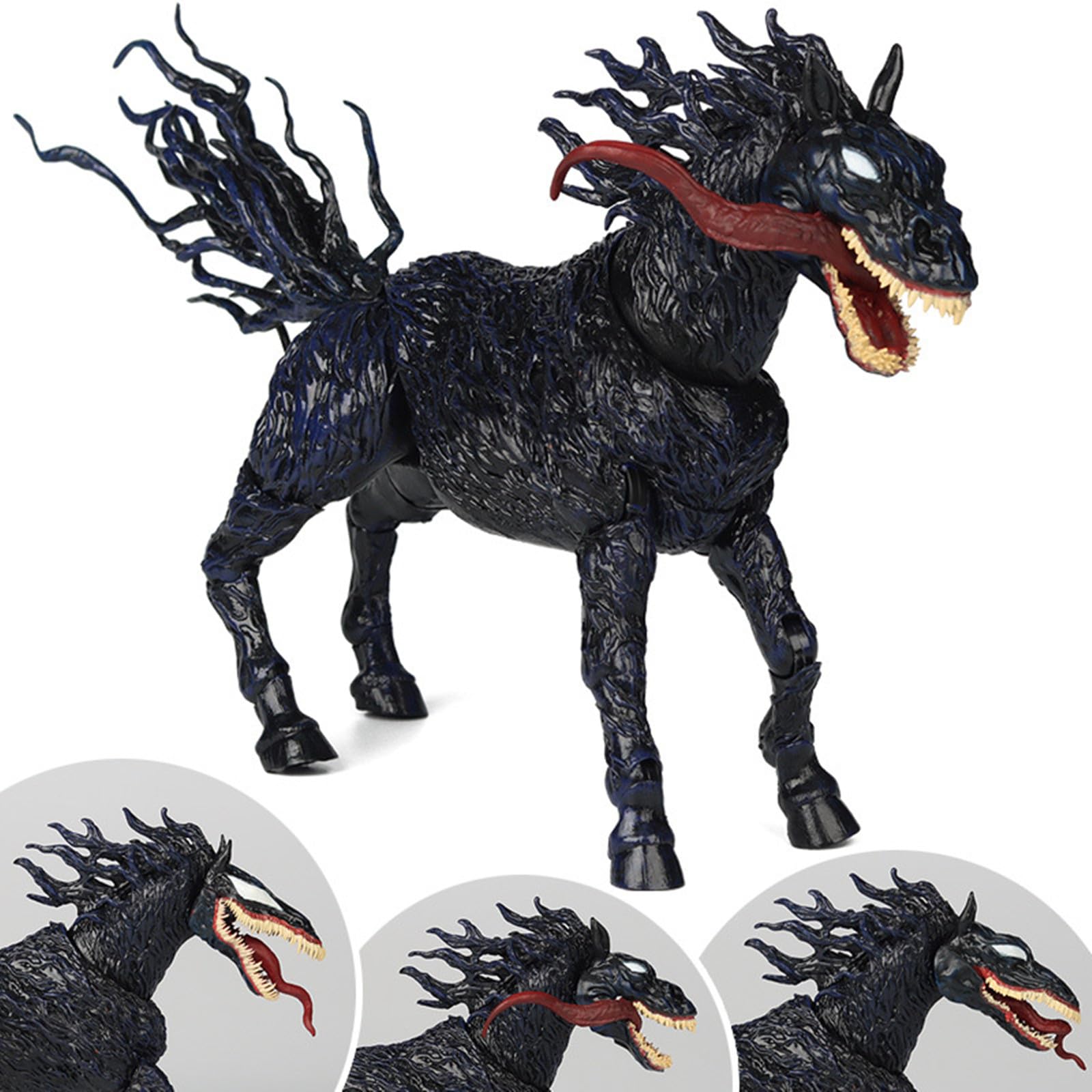 Bemmer 6 inch Height Anime Action Figures Toys, Multiple Replaceable Accessories, Vivid and Realistic ,Jointed Action Figure , Desktop Decoration Ornaments Gifts for Fans (Black horse)