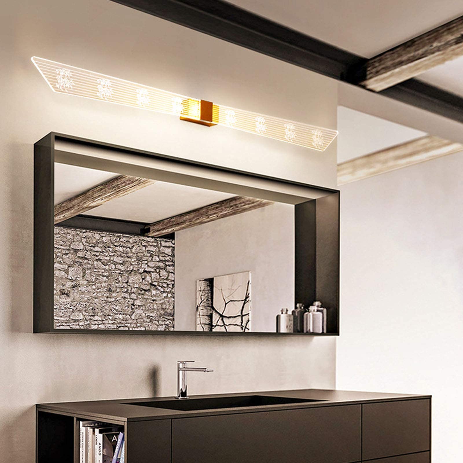 Spiegelleuchte Moderne goldene Spiegelleuchten, LED-Badezimmerspiegel-Frontleuchte mit Acryl-Lampenschirm, neutralweiß, Lampe aus Metall, Spiegelschrankleuchten(100 cm)