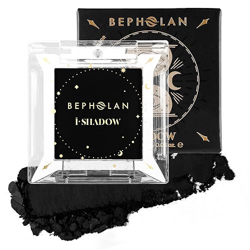 Miniatura 8 de BEPHOLAN Paleta de sombra de ojos negra mate individual, rubor negro, delineador de ojos en polvo para pastel sombra de ojos de maquillaje gótico,