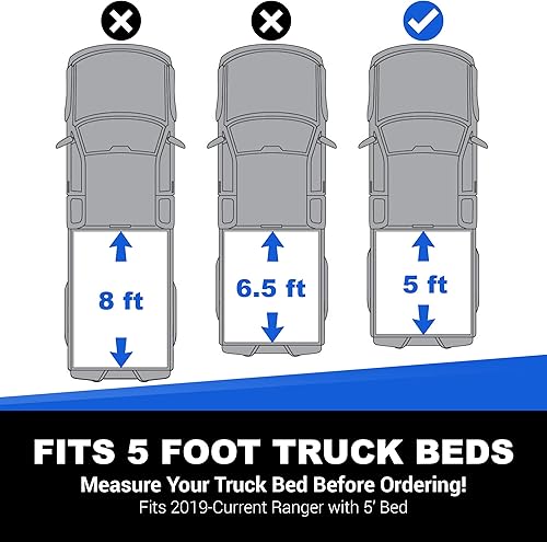 Miniatura 2 de TACTIK Cubierta suave de tres pliegues para caja de camioneta, compatible con Ford Ranger 2019-2023 con caja corta de 5 pies, cubierta para Ford