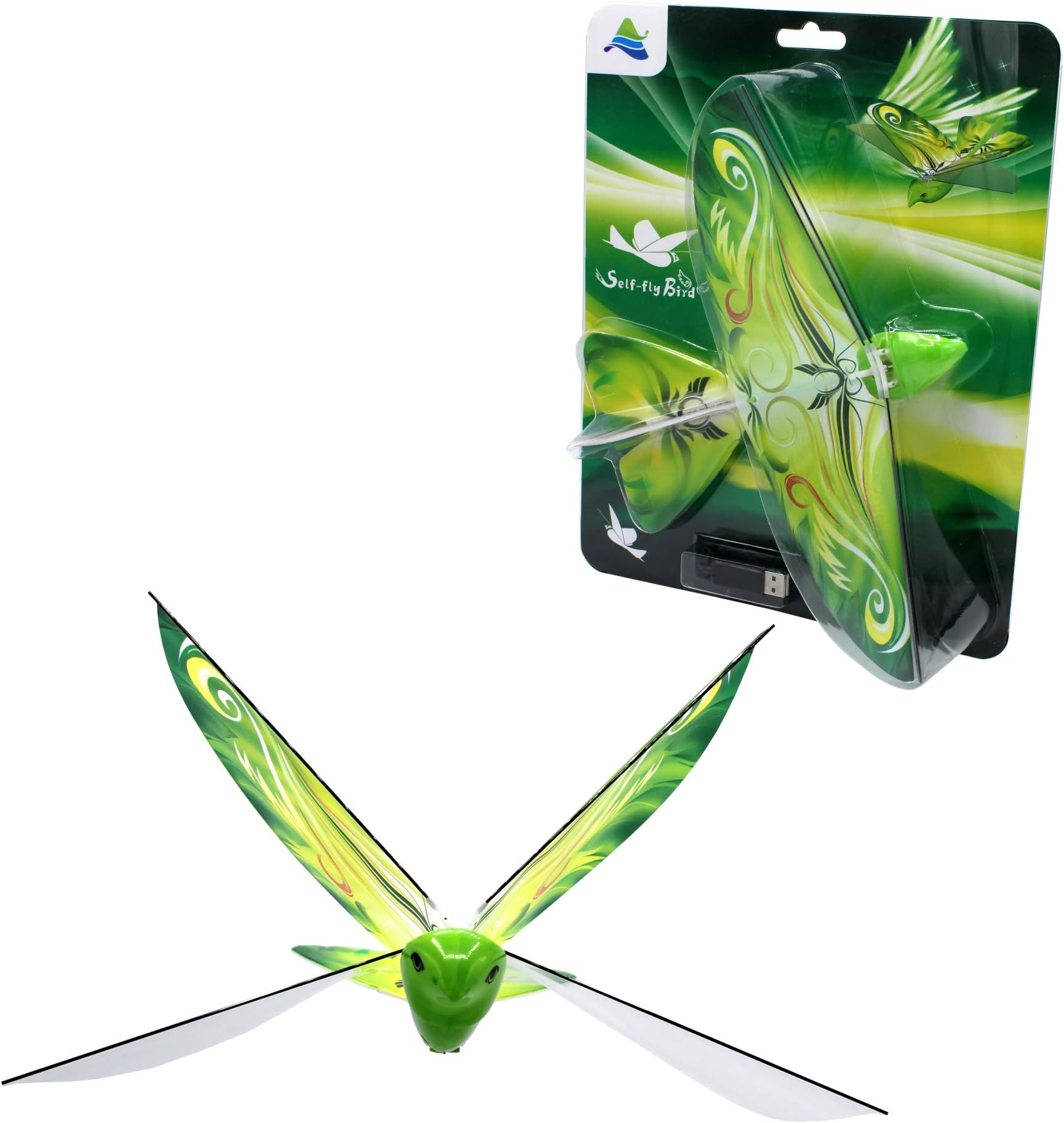 LX-128-G Self Flying E Bird Electronic Flying Bird Toy Drone - Green