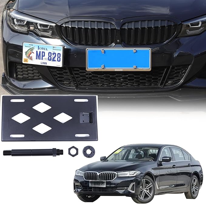 Amazon.com: Front Bumper Tow Hook License Plate Mount Bracket ...