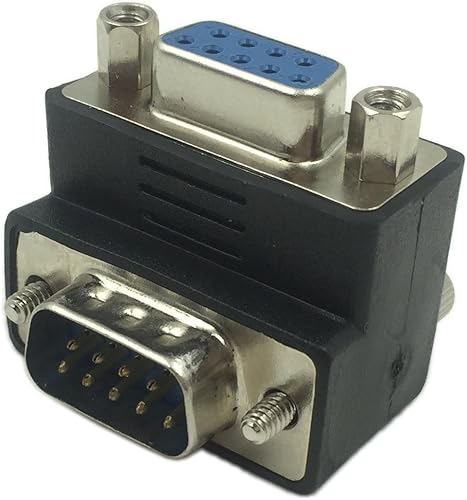 CERRXIAN 90 grados DB9 9 Pin RS 232 macho a hembra cambiador de género serial adaptador adaptador de cable de extensión acoplador