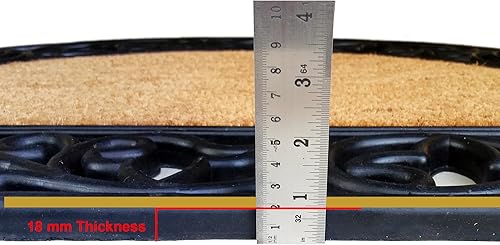 Miniatura 7 de Felpudo monograma de media luna de fibra de coco con diseño de borde de goma antideslizante, inicial de monograma, borde de goma negro, 22 x 36