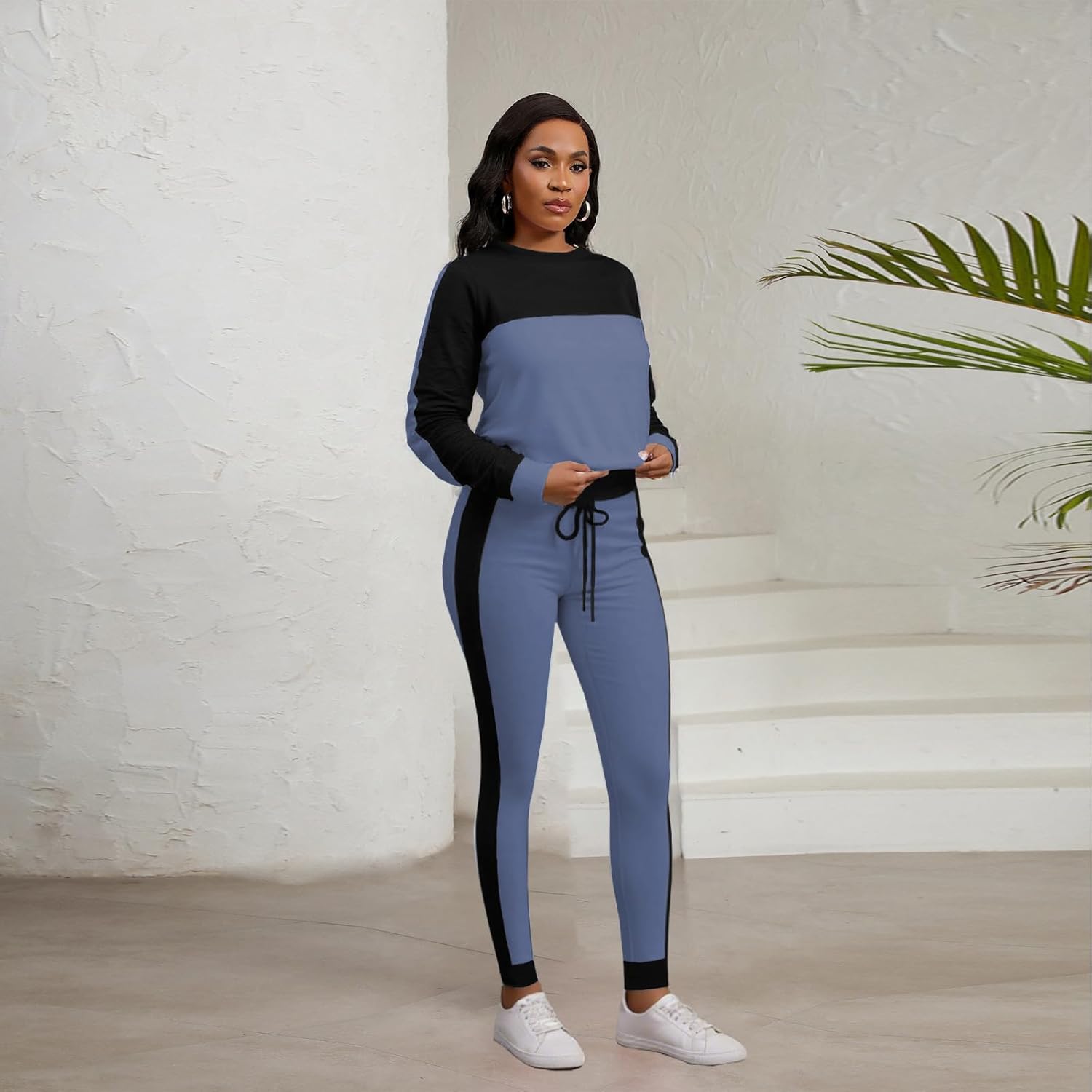 HBQ Women‘s Color Block 2 Piece Outfits Casual Travel Sweatsuits Lounge Sets 2025 Fall Fashion - Image 4