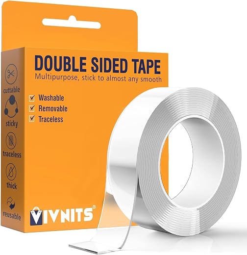 VIVNITS Multipurpose Double Sided Tape Heavy Duty - Adhesive Silicone Tape, Heat Resistant, Multi-Functional, Removable, W...
