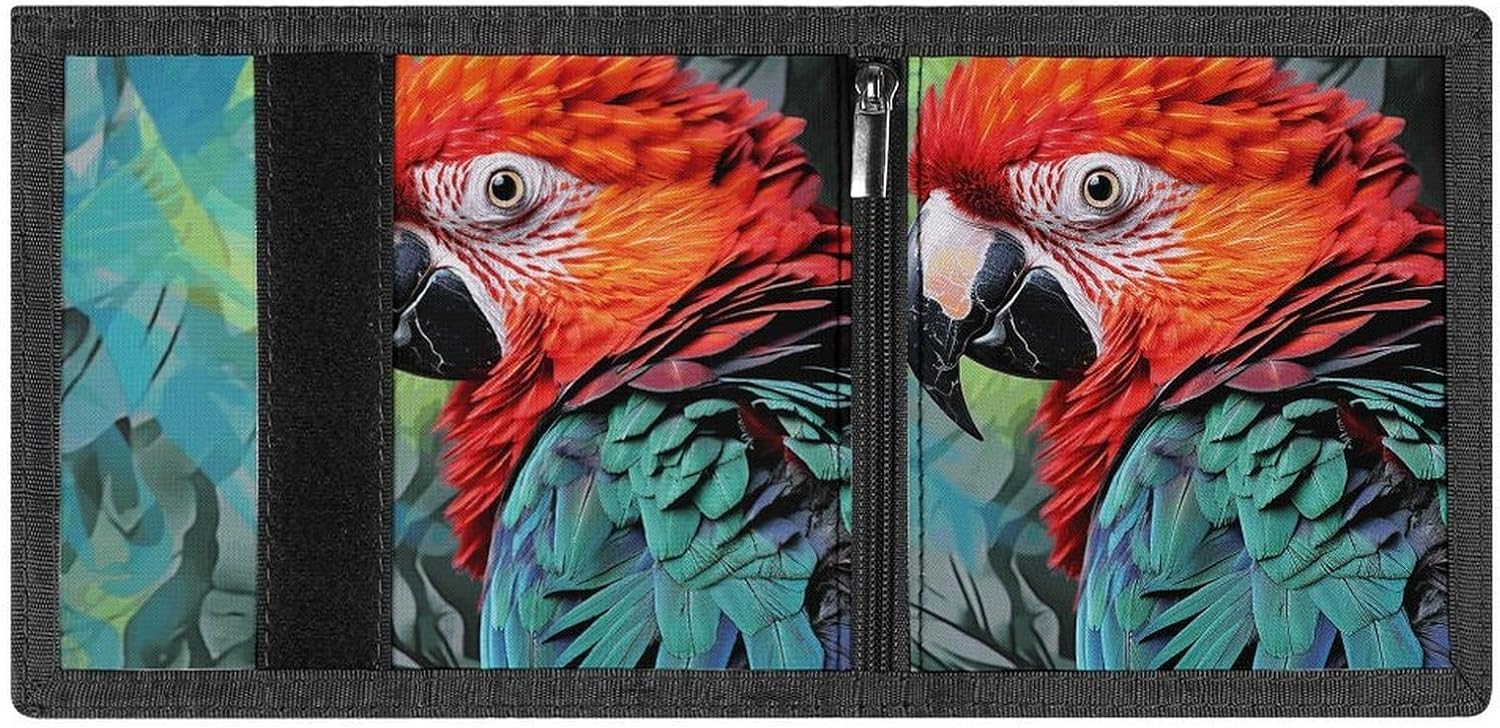 Colorful Parrot Trifold Wallets Slim Wallet Novelty Pocket Purse Multiple Card Slots Outdoor Travel Wallet Stylish Durable Wallets For Men Women