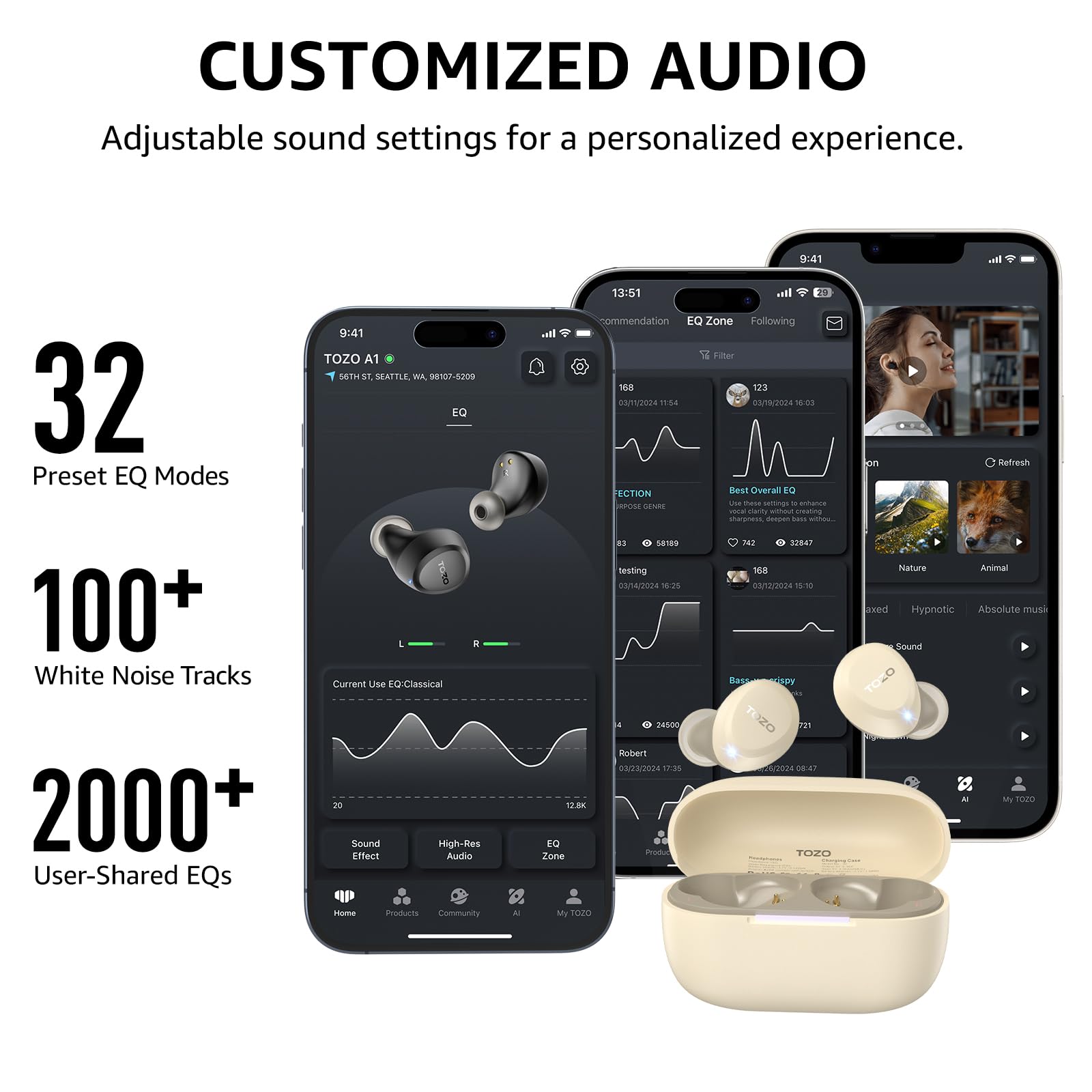 TOZO A1 Wireless Earbuds Bluetooth 5.3 Light Weight in Ear Headphones view 5