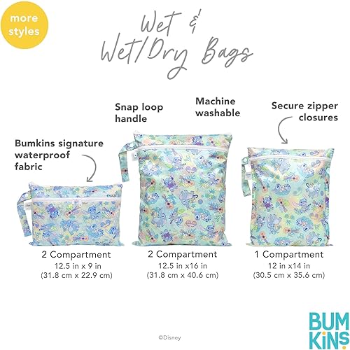 Miniatura 6 de Bumkins - Bolsa impermeable para artículos húmedos y secos - Para playa, bebé, viajes, traje de baño, pañales de tela, piezas de bomba, piscina,