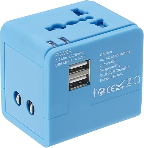 Lewis N. Clark Global Adapter con cargador USB, Azul), EK150BLU