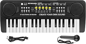 M SANMERSEN Kids Piano Keyboard - 37 Keys Pianos for Kids Beginners Electronic Pianos with Microphone Educational Musical Toys for 3 4 5 6 Year Old Boys Girls Gifts | Dual Speaker, Musical Educational Toys, Birthday Gift for 3 4 5 6 7 8 Year Old Girl