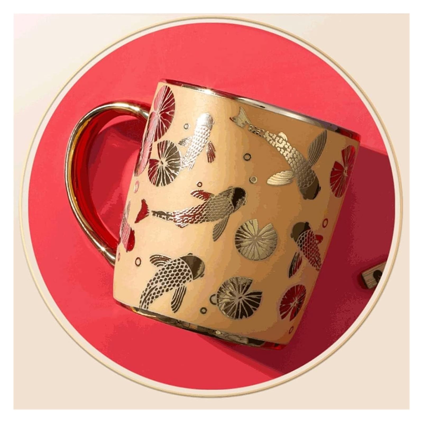 Tazza Tazza da caffè in ceramica dorata in rilievo 350ML Tazza da caffè in porcellana classica in stile cinese classico Tazza multifunzionale Tazza da bere-4 colori bar (Color : Yellow)